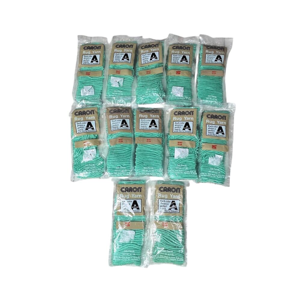 CARON Vintage Rug Yarn Mint 0129 Lot 12 Packs Acrilan Acrylic 320 Pieces USA